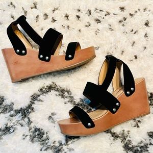 NWOT City Classified Black Wedge Sandals